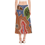 Australian Aboriginal Art Print Side Slit Midi Skirt