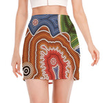 Australian Aboriginal Art Print Side Slit Mini Skirt