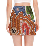 Australian Aboriginal Art Print Side Slit Mini Skirt