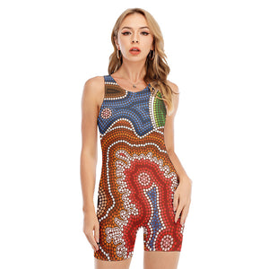 Australian Aboriginal Art Print Sleeveless One Piece Swimsuit