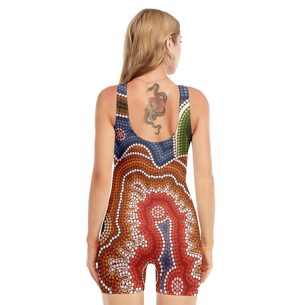 Australian Aboriginal Art Print Sleeveless One Piece Swimsuit