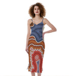 Australian Aboriginal Art Print Slim Fit Midi Cami Dress