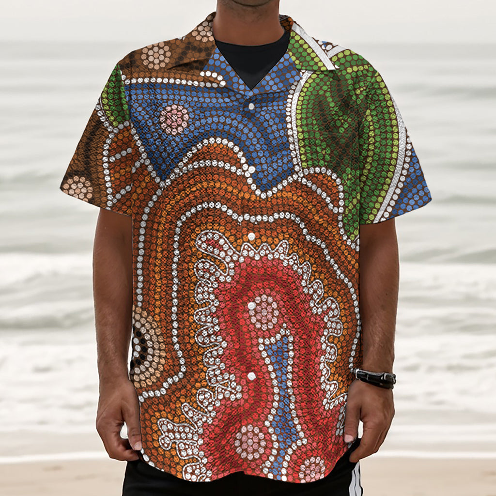 Australian Aboriginal Art Print Textured Short Sleeve Shirt