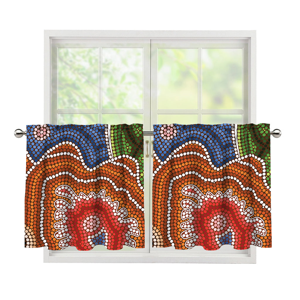 Australian Aboriginal Art Print Tier Curtains