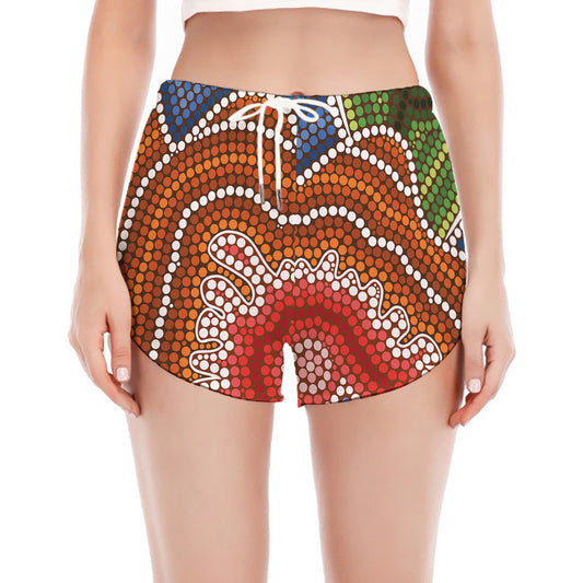 Australian Aboriginal Art Print Women's Split Running Shorts