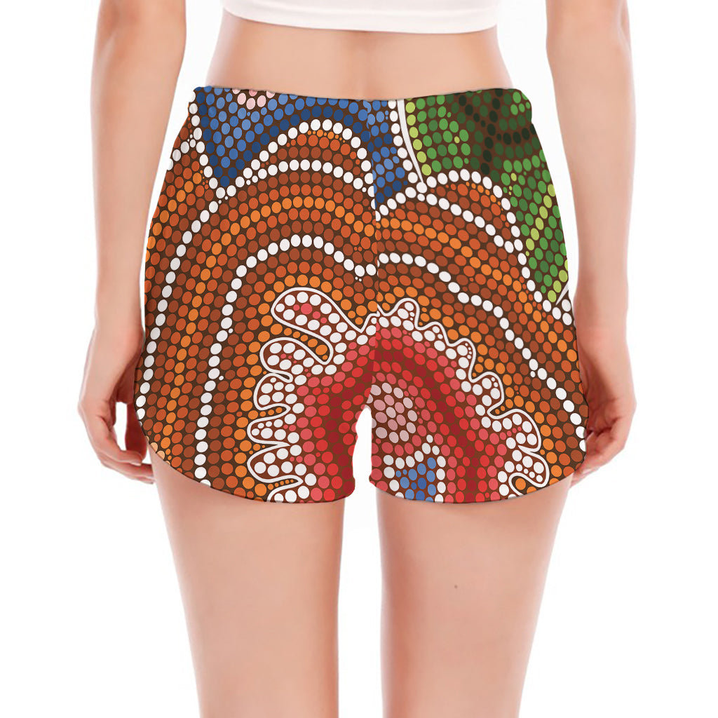 Australian Aboriginal Art Print Women's Split Running Shorts