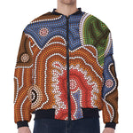 Australian Aboriginal Art Print Zip Sleeve Bomber Jacket