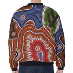 Australian Aboriginal Art Print Zip Sleeve Bomber Jacket