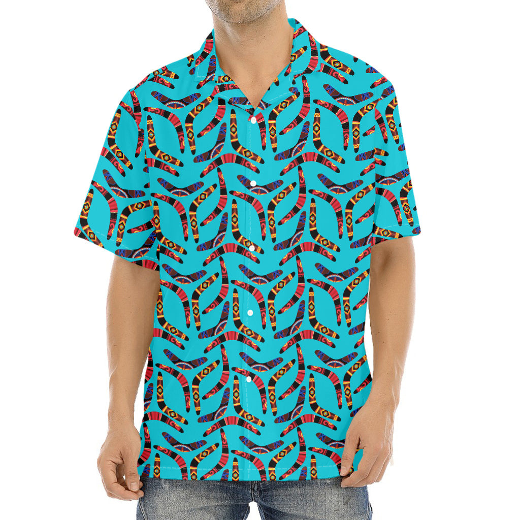Australian Aboriginal Boomerang Print Aloha Shirt