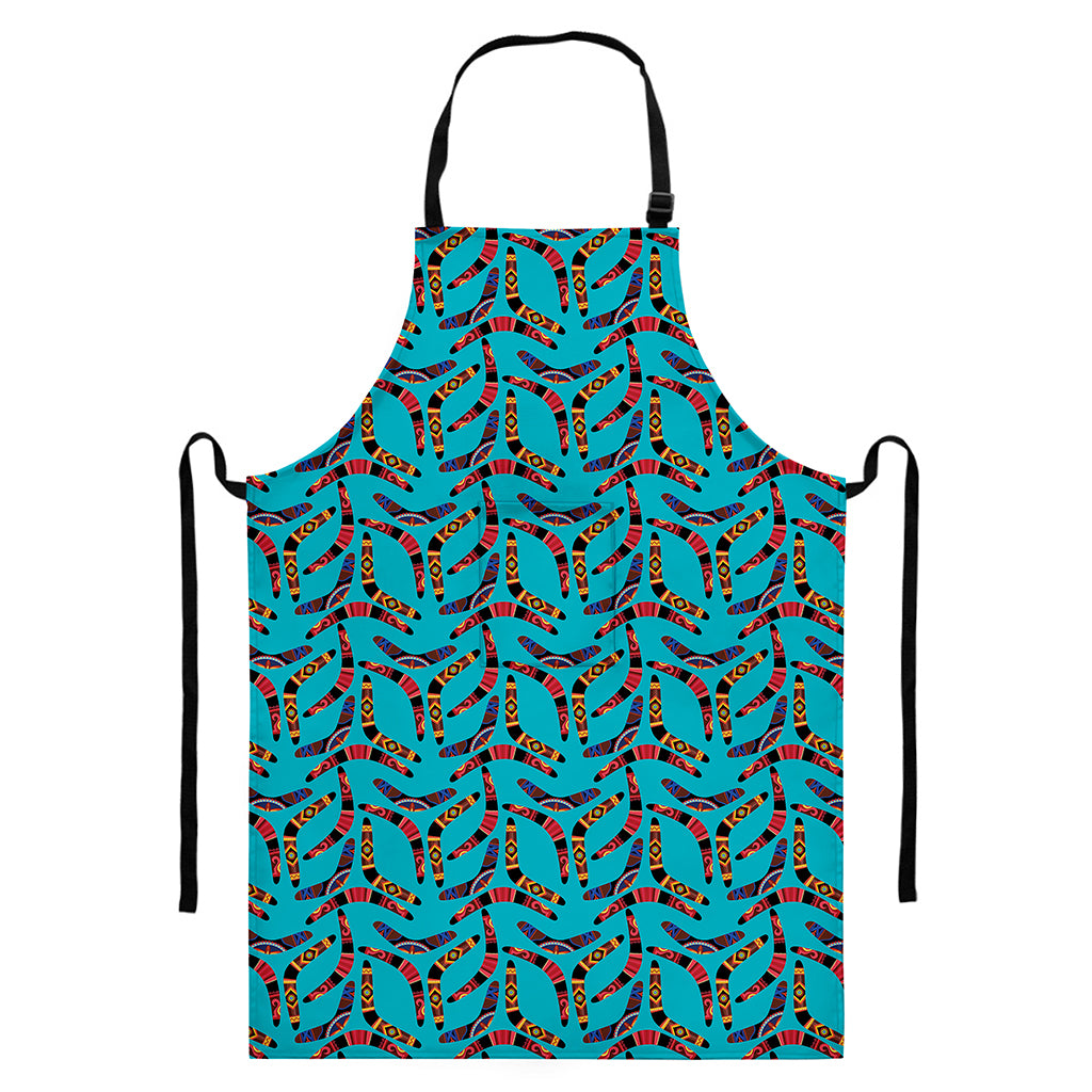 Australian Aboriginal Boomerang Print Bib Apron With Pocket