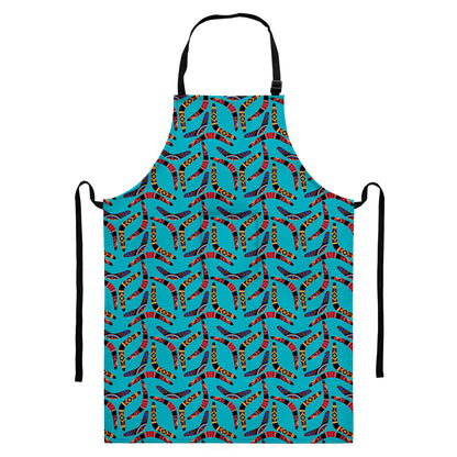 Australian Aboriginal Boomerang Print Bib Apron With Pocket