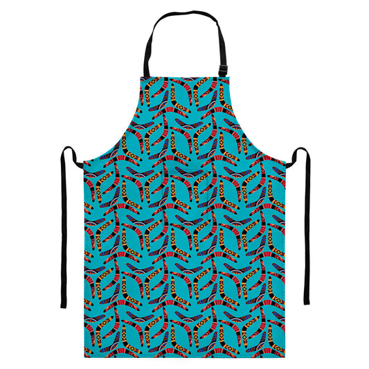 Australian Aboriginal Boomerang Print Bib Apron With Pocket