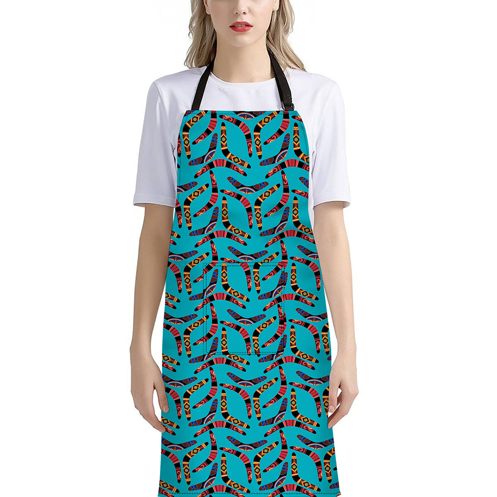 Australian Aboriginal Boomerang Print Bib Apron With Pocket