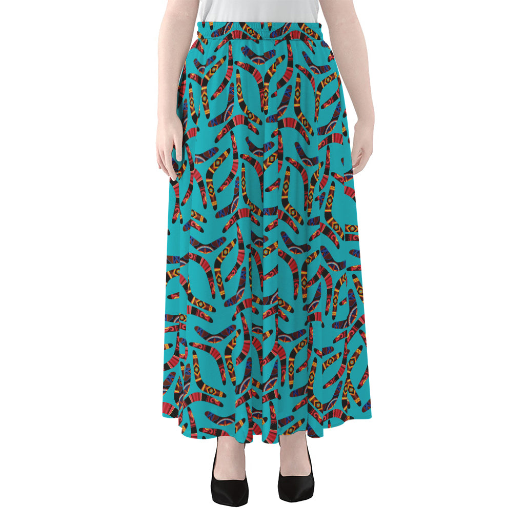 Australian Aboriginal Boomerang Print Chiffon Maxi Skirt