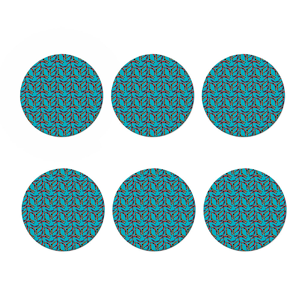 Australian Aboriginal Boomerang Print Coaster Set