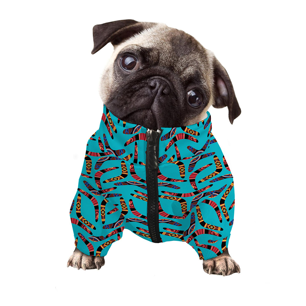 Australian Aboriginal Boomerang Print Dog Zip Up Jacket