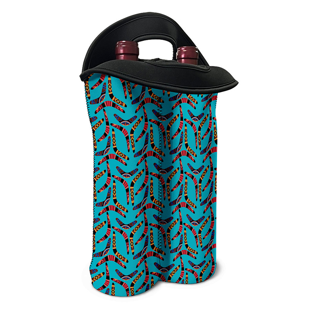 Australian Aboriginal Boomerang Print Double Neoprene Wine Tote