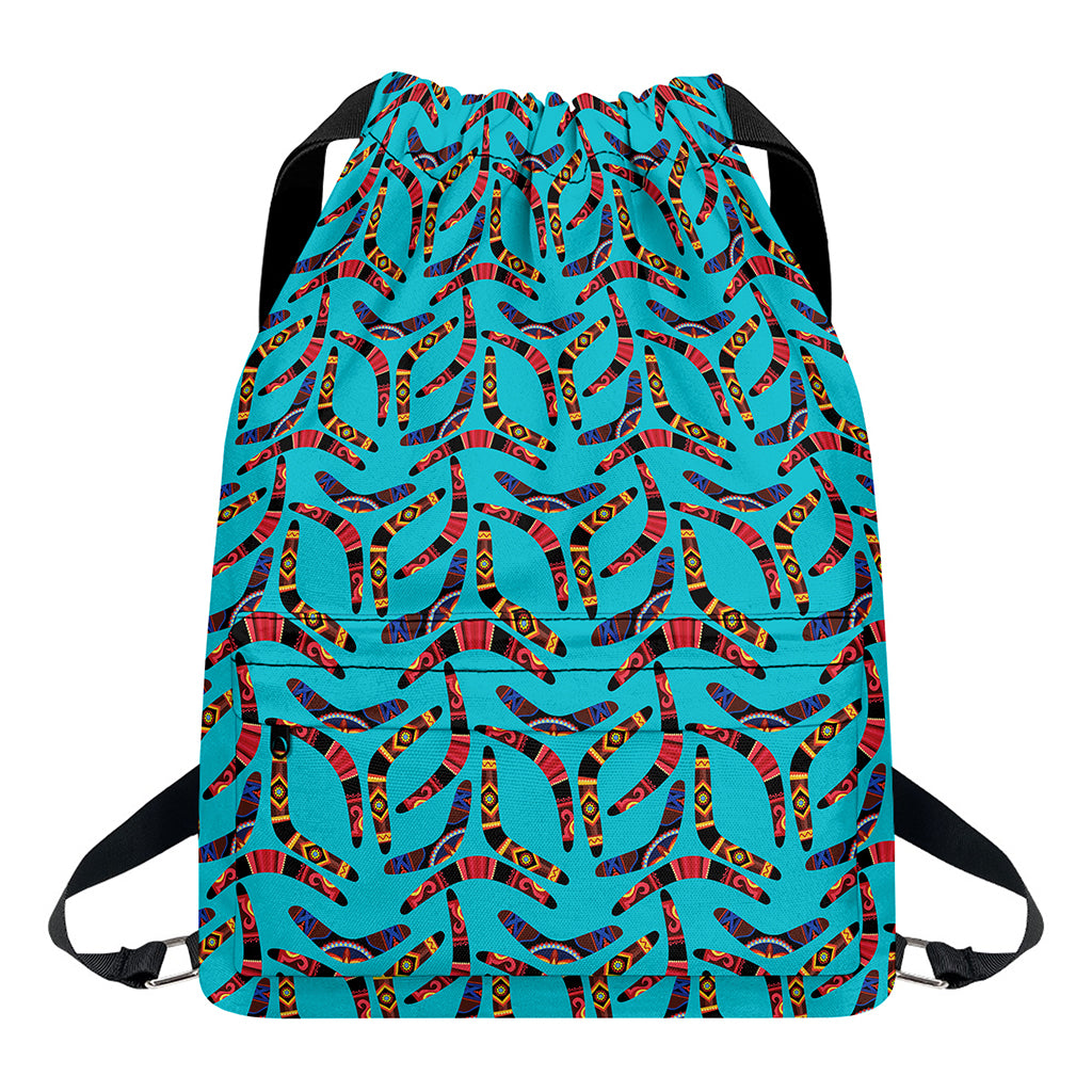 Australian Aboriginal Boomerang Print Drawstring Backpack