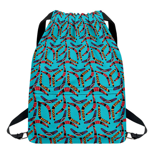 Australian Aboriginal Boomerang Print Drawstring Backpack