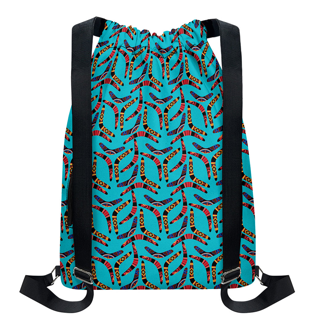 Australian Aboriginal Boomerang Print Drawstring Backpack