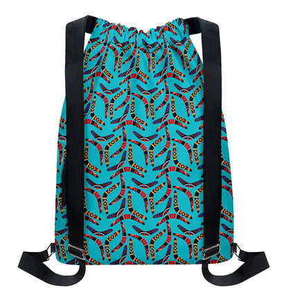 Australian Aboriginal Boomerang Print Drawstring Backpack