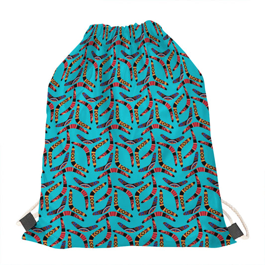 Australian Aboriginal Boomerang Print Drawstring Bag