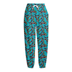 Australian Aboriginal Boomerang Print Fleece Lined Knit Pants