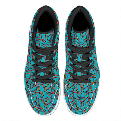 Australian Aboriginal Boomerang Print High Top Leather Sneakers
