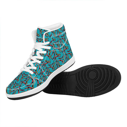 Australian Aboriginal Boomerang Print High Top Leather Sneakers