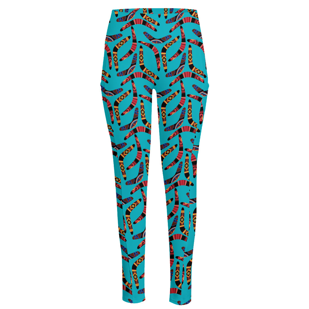 Australian Aboriginal Boomerang Print High-Waisted Pocket Leggings