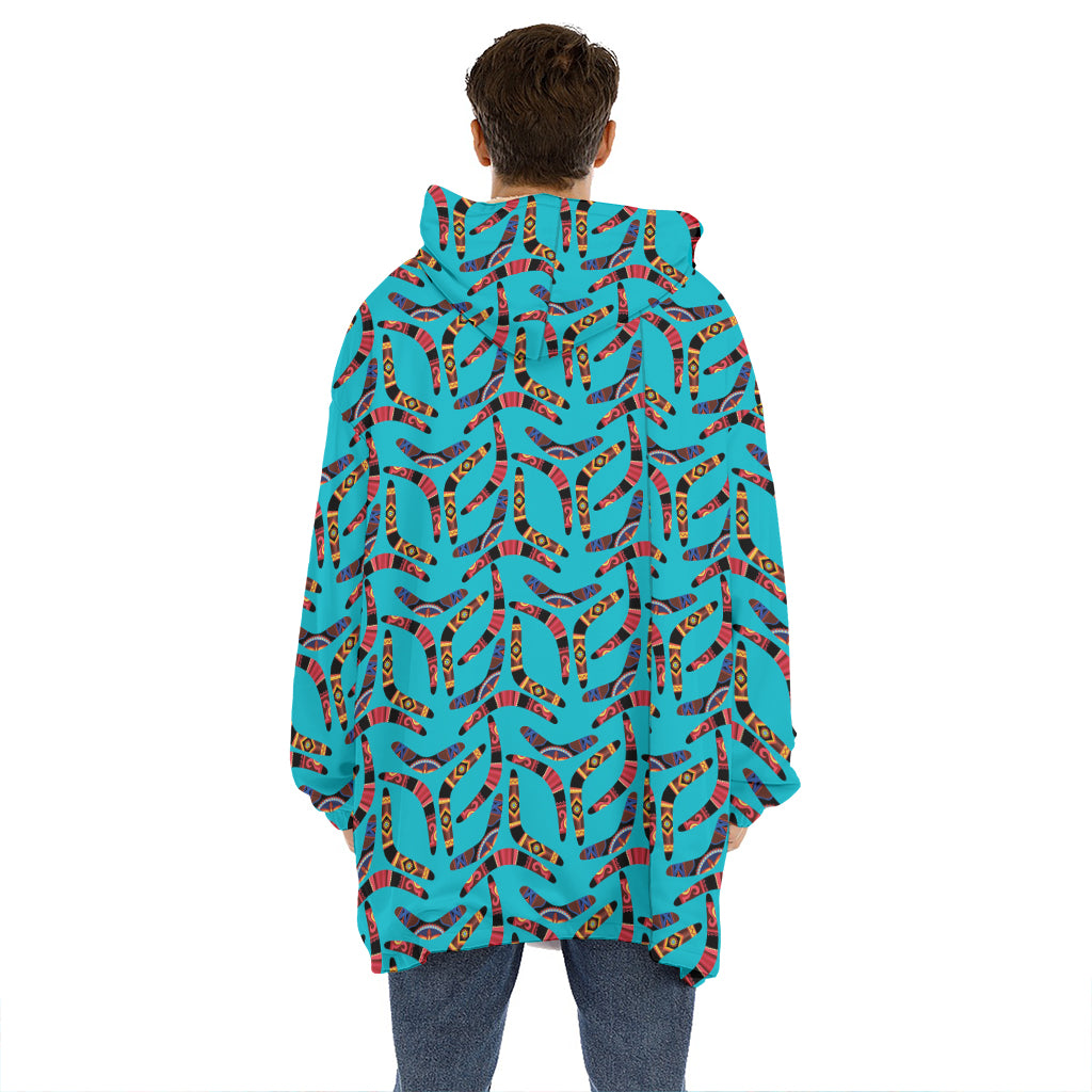 Australian Aboriginal Boomerang Print Hoodie Blanket