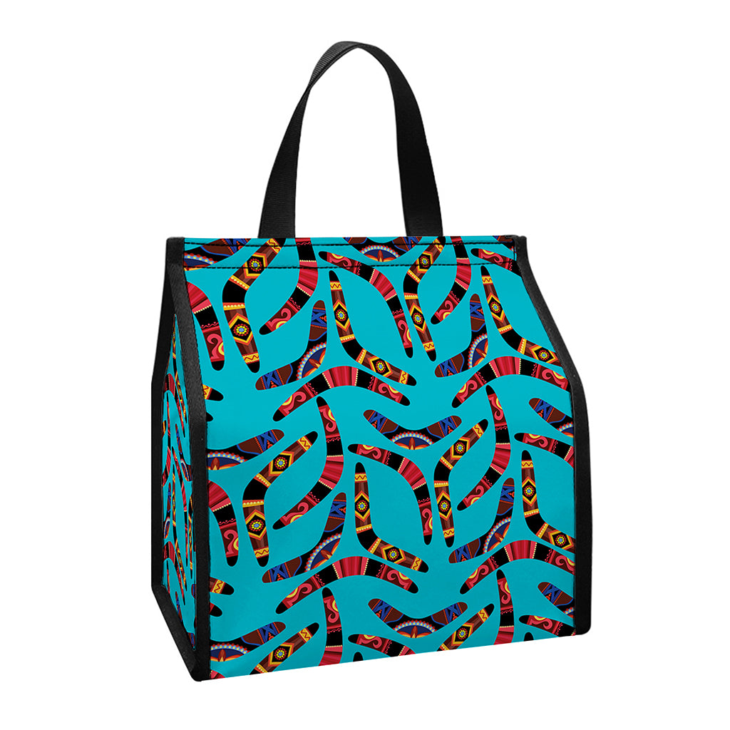 Australian Aboriginal Boomerang Print Insulated Lunch Tote
