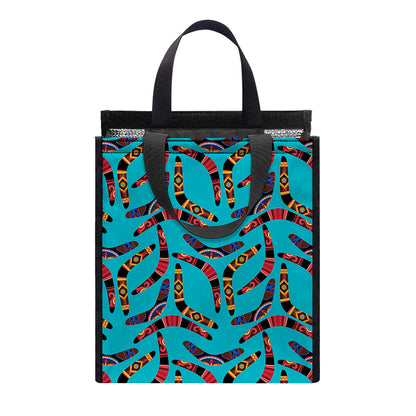Australian Aboriginal Boomerang Print Insulated Lunch Tote
