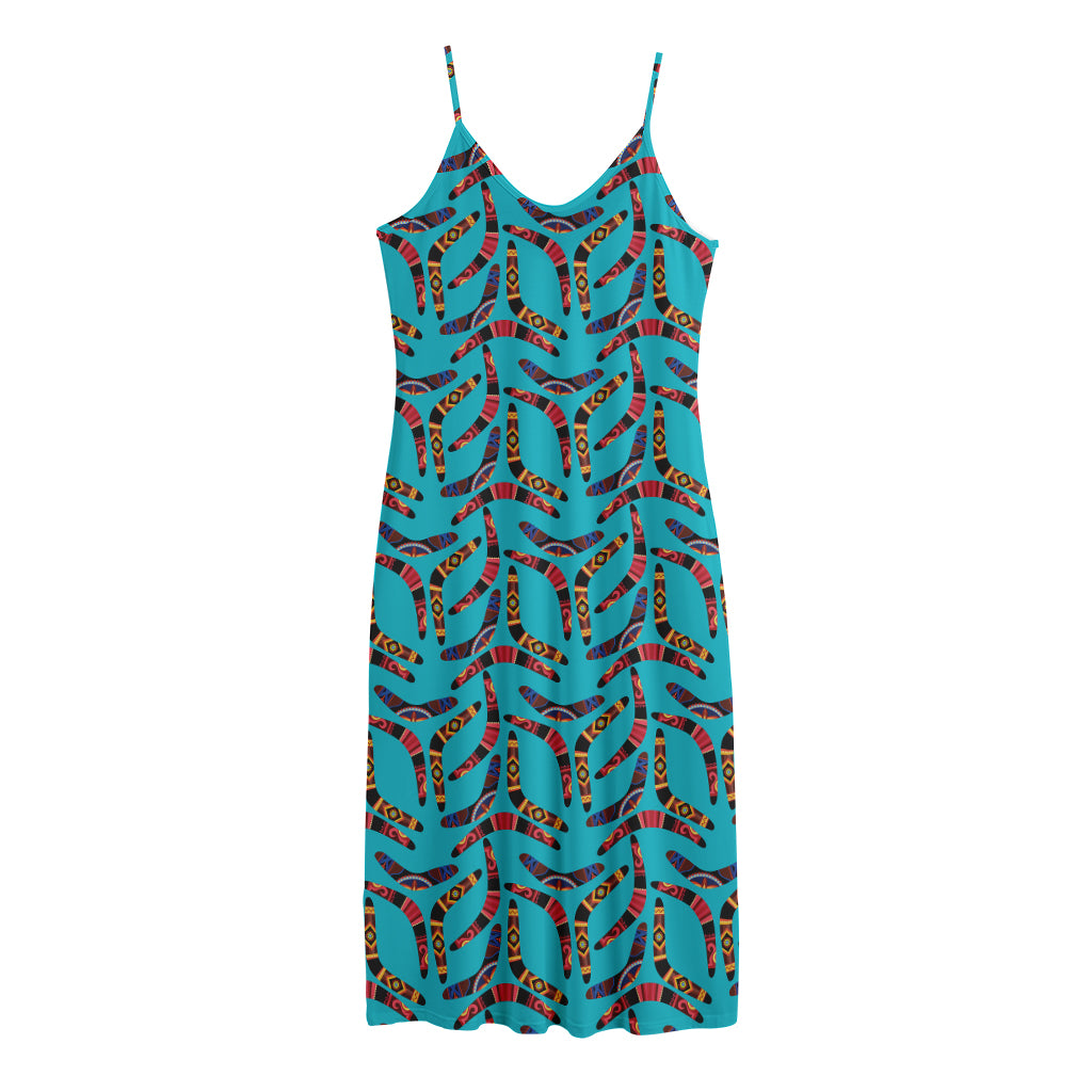 Australian Aboriginal Boomerang Print Jersey Midi Cami Dress