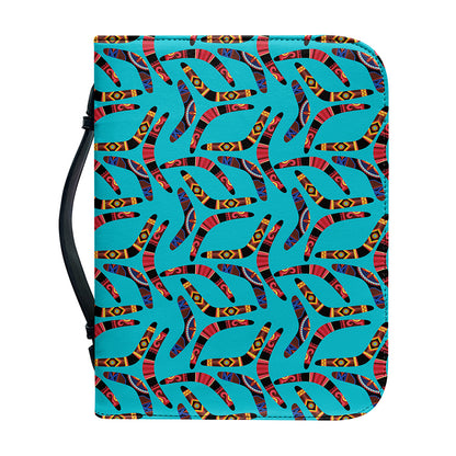 Australian Aboriginal Boomerang Print Leather Bible Cover