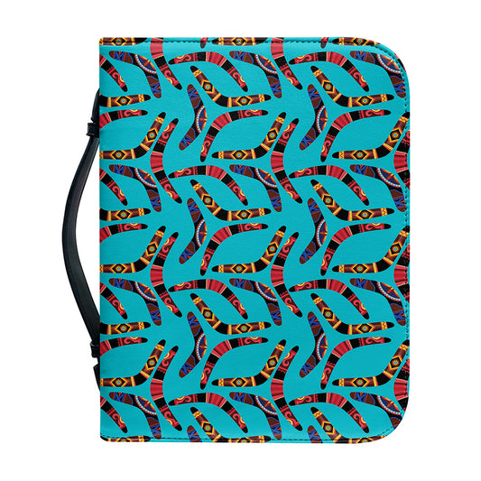 Australian Aboriginal Boomerang Print Leather Bible Cover