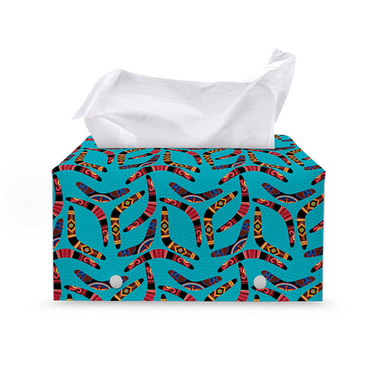 Australian Aboriginal Boomerang Print Leather Tissue Box Cover