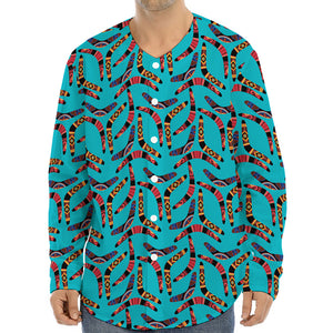 Australian Aboriginal Boomerang Print Long Sleeve Baseball Jersey