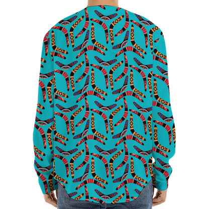 Australian Aboriginal Boomerang Print Long Sleeve Baseball Jersey