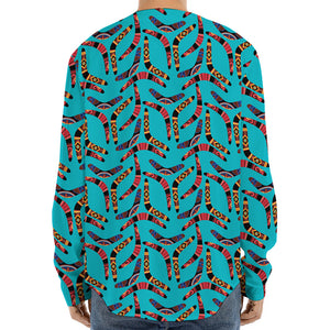 Australian Aboriginal Boomerang Print Long Sleeve Baseball Jersey