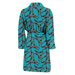 Australian Aboriginal Boomerang Print Men's Bathrobe