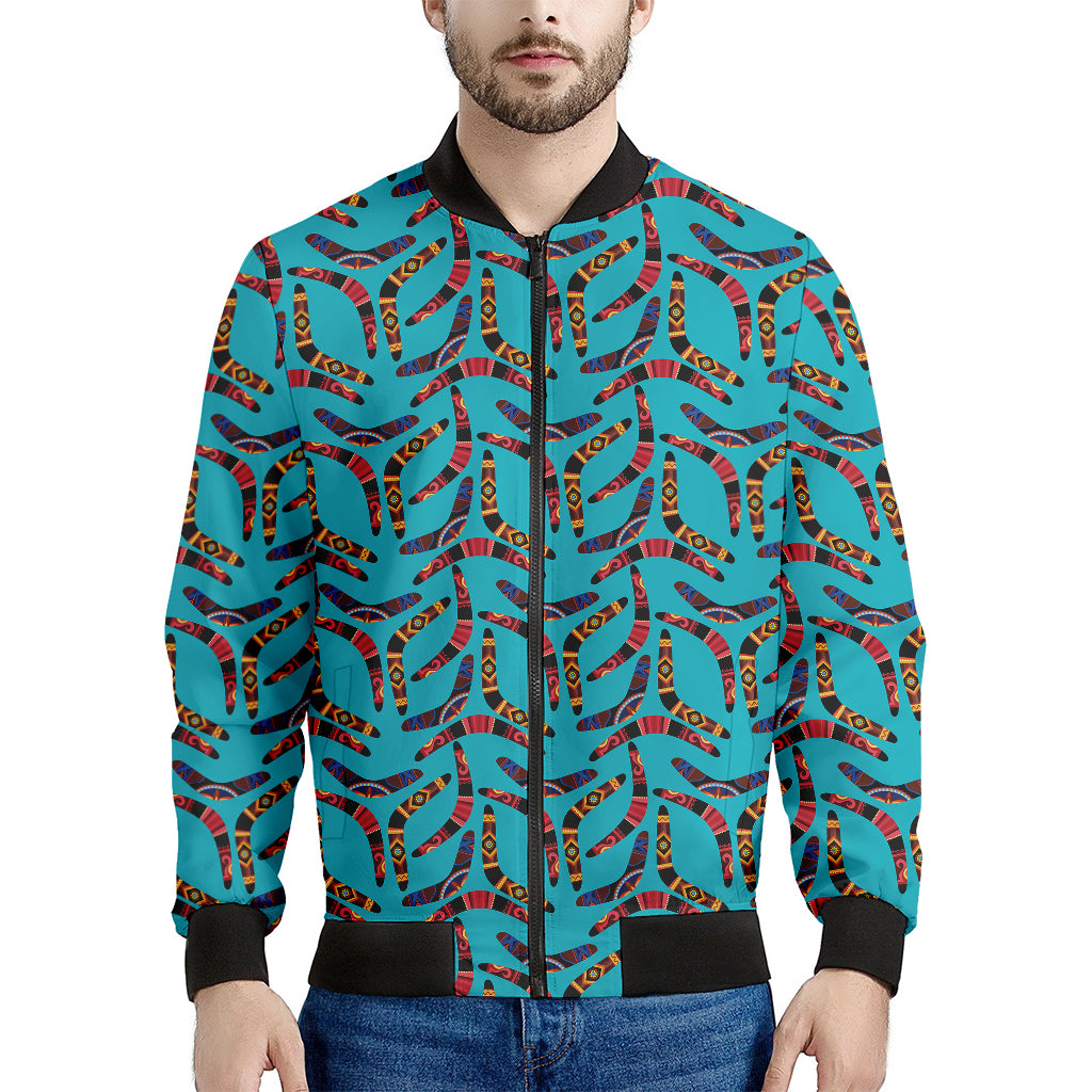 Australian Aboriginal Boomerang Print Men's Bomber Jacket