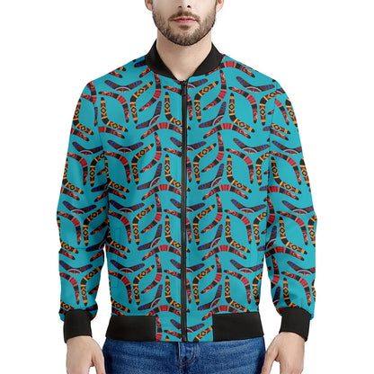 Australian Aboriginal Boomerang Print Men's Bomber Jacket