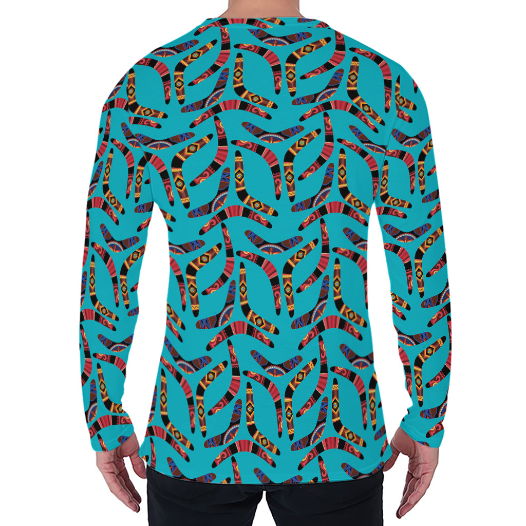 Australian Aboriginal Boomerang Print Men's Long Sleeve T-Shirt