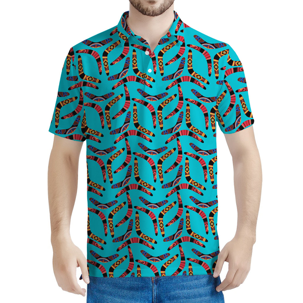 Australian Aboriginal Boomerang Print Men's Polo Shirt