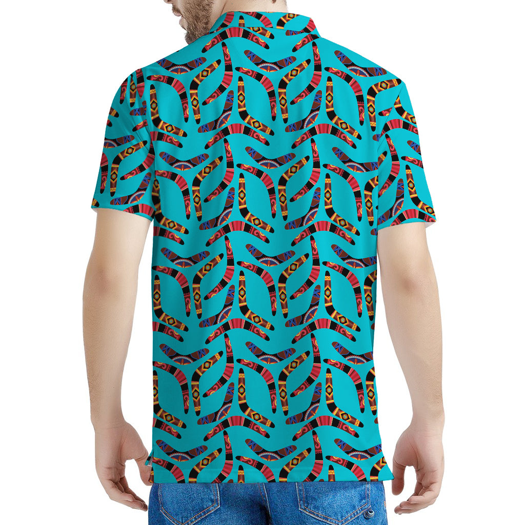 Australian Aboriginal Boomerang Print Men's Polo Shirt