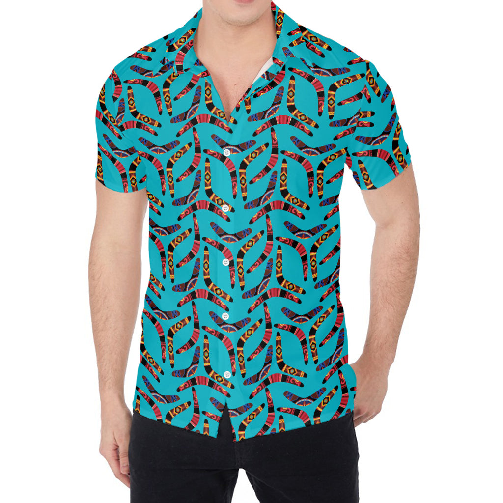 Australian Aboriginal Boomerang Print Men's Shirt