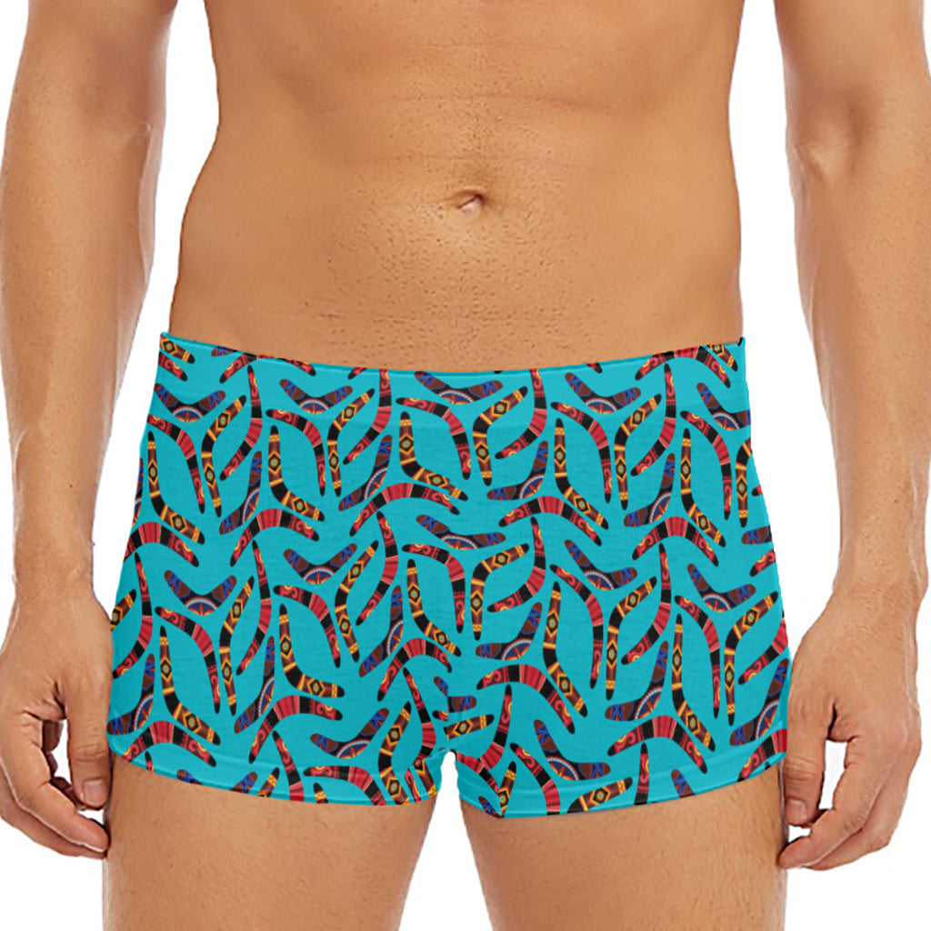 Australian Aboriginal Boomerang Print Men's Short Boxer Briefs