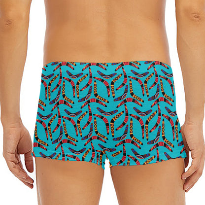 Australian Aboriginal Boomerang Print Men's Short Boxer Briefs