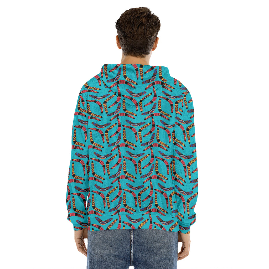 Australian Aboriginal Boomerang Print Men's Velvet Pullover Hoodie